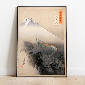 Japanese Dragon, Dragon Rising by Ogata Gekkō, Japanese Antique Art, Japanese Animal Prints, Asian Art Posters, antique dragon art