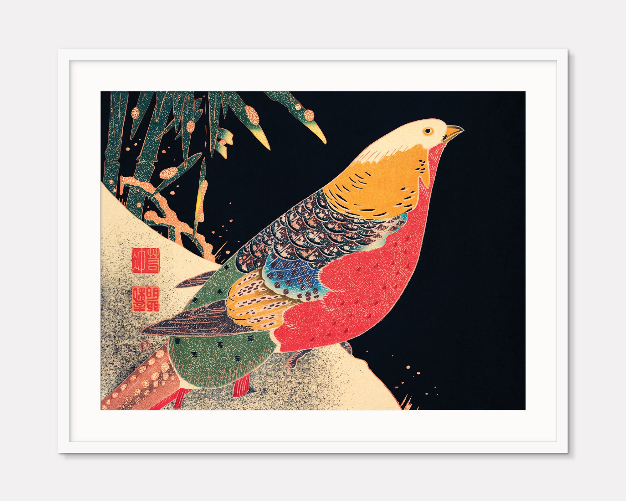 Japanese Antique Art Print Birds — Golden Pheasant by Ito Jakuchu