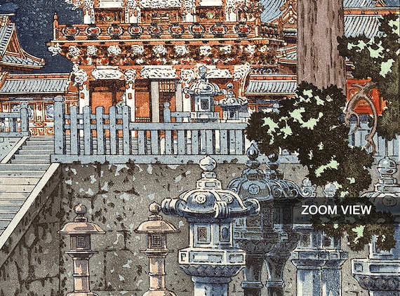 土屋光逸版画、日光陽明門、日本の美術版画、日本美術、木版画 - Etsy 日本