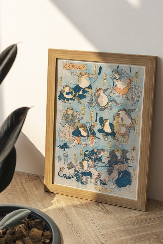 Japanese Frog Art Print, Antique Vintage Japanese Frog Poster