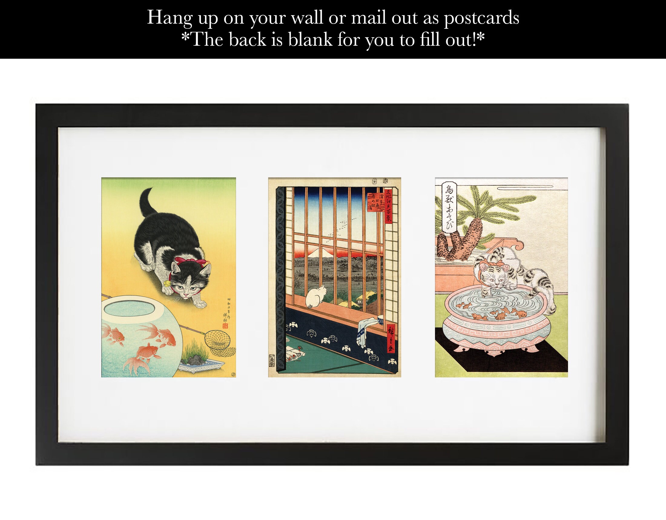 絵画　【壁掛け　Atukoさん】　THE cats Japanese Cat Print Postcards, Antique Postcards, Japan Cat