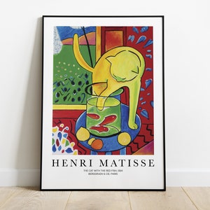 Henri Matisse goudvis kunst, Matisse kat poster, Henri Matisse Art Print, Matisse poster, Matisse kat met rode vis, kunst aan de muur, woondecoratie