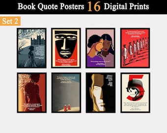 Book Quote Posters Set of 16, Diverse Authors, English Teacher Gift, ELA Classroom Decor, Library Wall Art, Printable Digital Download