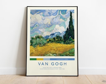 Van Gogh Exhibition Poster—Wheat Field With Cypresses —Vincent Van Gogh Art Print—Greatest Collection—Modern Wall Art