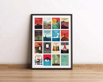 Poster boekcitaten, decor klas, bibliotheekdecor, cadeau boekenliefhebber, boekomslagen afdrukken, kunst aan de muur boekthema, poster boekomslag, poster boekomslag