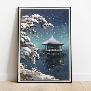 Tsuchiya Koitsu Japanese Woodblock Print—Snow at Ukimido—Japanese Antique Art—Japanese Art poster—Asian Wall art