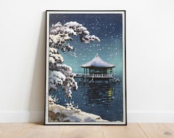 Tsuchiya Koitsu Japanese Woodblock Print—Snow at Ukimido—Japanese Antique Art—Japanese Art poster—Asian Wall art