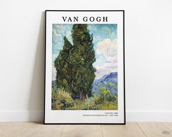 Van Gogh Print, Cypresses, Vincent Van Gogh Poster, Van Gogh Wall Art, Van Gogh Fine Art Print