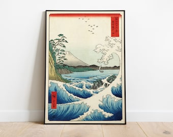 Japanese Woodblock Art  Print — The Sea at Satta by Ando Hiroshige  — Japanese Ocean — Satta Sea — Japanese Antique Art