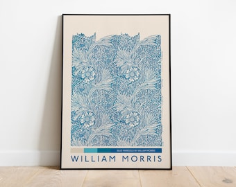 Decorazioni di William Morris, Poster della mostra di William Morris, Calendule blu, Art Nouveau, Stampa floreale vintage, Stampa di William Morris, Decorazioni per la casa