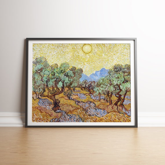 Van Gogh Olive Trees Print, Van Gogh Wall Art, Yellow Sky and Sun, Van Gogh Art Print, Giclée art prints, Van Gogh Wall Art