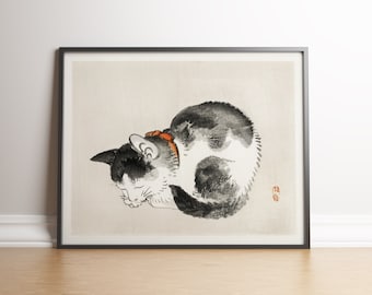 Japanese Cat Art Print, Vintage Cat, Ukiyo-e Cat, Japanese Art Print, Japanese Woodblock, Asian Wall Art, Japanese Poster