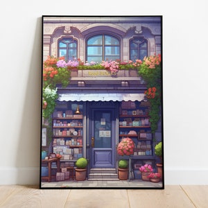 Bookshop Poster, Book Lover Gift, Bookshop illustration, Book Wall Art, Bookshop Art Print, Reading Print