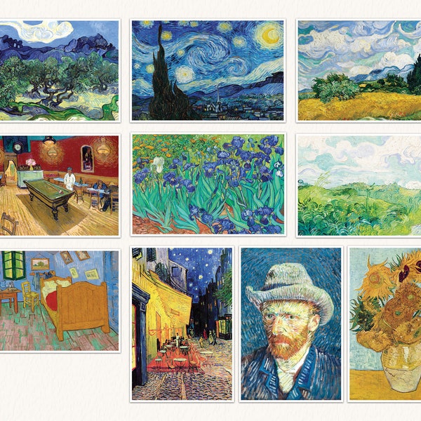 Van Gogh Ansichtkaarten, Van Gogh Gift, Vincent Van Gogh Ansichtkaart Set, Starry Night Ansichtkaart, Cafe Terras, Irissen, 10 Ansichtkaart Set