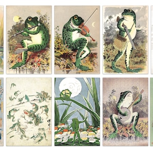 Cartes postales vintage grenouille, gravures vintage grenouille, ensemble d'impressions grenouille, affiche rétro, décoration grenouille, lot de 10 cartes postales grenouille