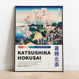 Japanese Exhibition Poster—Katsushika Hokusai Fuji Print—Japanese Woodblock Art Print—Thirty-Six Views of Mount Fuji—Japanese Wall Art