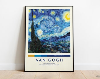 Sternenklare Nacht Ausstellungsposter - Van Gogh Druck - Vincent Van Gogh Vintage Kunst - Größte Sammlung - Moderne Wandkunst