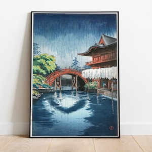 Tsuchiya Koitsu Art Print, Japan Antique Art Poster, Kameido Tenmangu Shrine Koitsu Print, Japanese Decor, Asian Wall Art, Woodblock Prints
