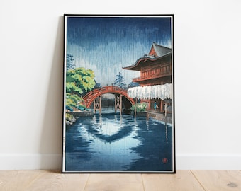 Tsuchiya Koitsu Art Print, Japan Antique Art Poster, Kameido Tenmangu Shrine Koitsu Print, Japanese Decor, Asian Wall Art, Woodblock Prints