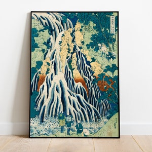 Japanese Antique Art  — Kirifuri Falls by Katsushika Hokusai  — Asian Antique Wall Art — Ukyio-e Style — Japanese Landscape Art