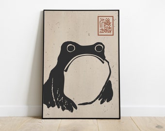 Antiker Vintage Matsumoto Hoji Frosch, Japan Kunstdruck Frosch Wandkunst, Frosch Vintage Kunstdruck, Tierkunst, Japanischer Frosch Geschenk, Vintage Frosch