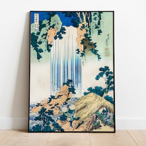Japanese Antique Art  — Yoro Waterfall by Katsushika Hokusai  — Japanese Landscape Art — Ukyio-e Style — Japanese Print — Asian Wall Art