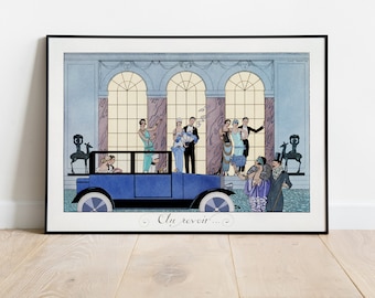 Impresión "Au Revoir", Ilustración de moda, Impresión de George Barbier, Decoración francesa para el hogar, Arte mural, Impresiones art déco, Póster de los años 20