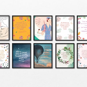 Female Authors Postcards DIGITAL DOWNLOAD, Book Quotes, Literary Postcards Set of 10, Book Lovers Gift, Literary Gifts, Literature Decor