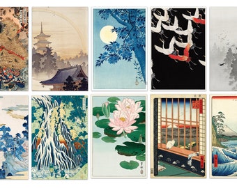 Japanese Antique Postcards, Japan Art Prints, Ohara Koson, Japanese Print Cards, Ukiyoe Postcard Prints, Japanese Art Postcards Set of 10