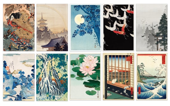 Japanese Antique Postcards, Japan Art Prints, Ohara Koson, Japanese Print Cards, Ukiyoe Postcard Prints, Japanese Art Postcards Set of 10