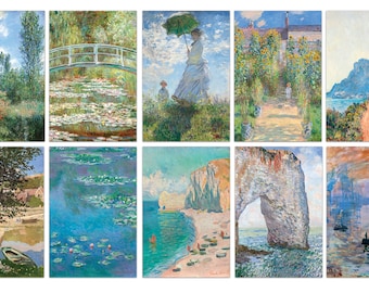 Monet Postcards Set of 10 Prints, Monet Gallery Wall Set, Claude Monet Impressionist Prints, Monet Prints