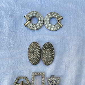 Antieke art-deco strass zilverkleurige riem en sjerpgespen, jaren 1920