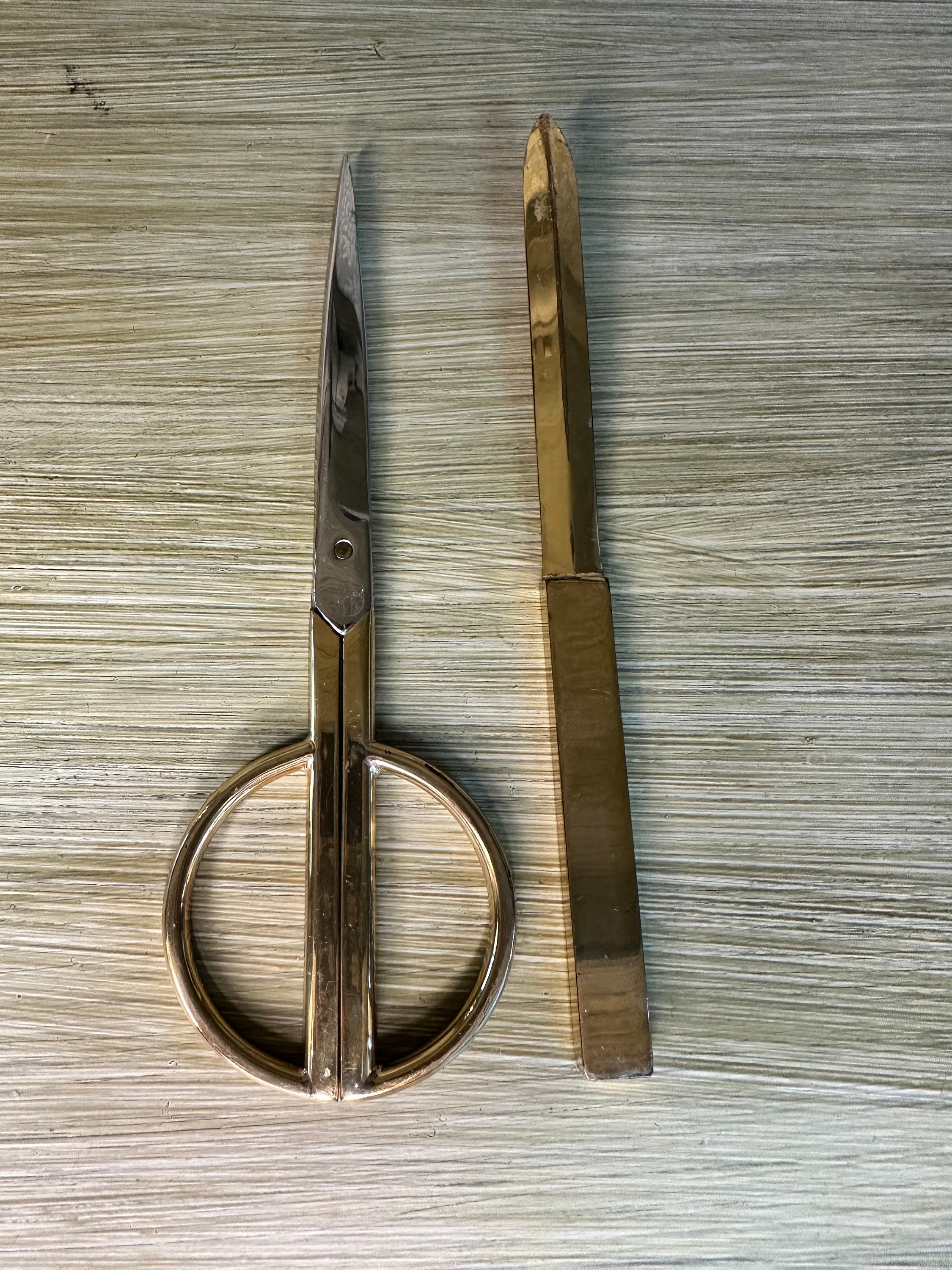 Vintage GRICO Solid Brass Desk Set, Scissor & Letter Opener, Made in