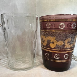Lot 51. Antique Victorian Purple Panel Tumbler and American Snuff Jar, Honeycomb Pattern, 1900s, Made in USA