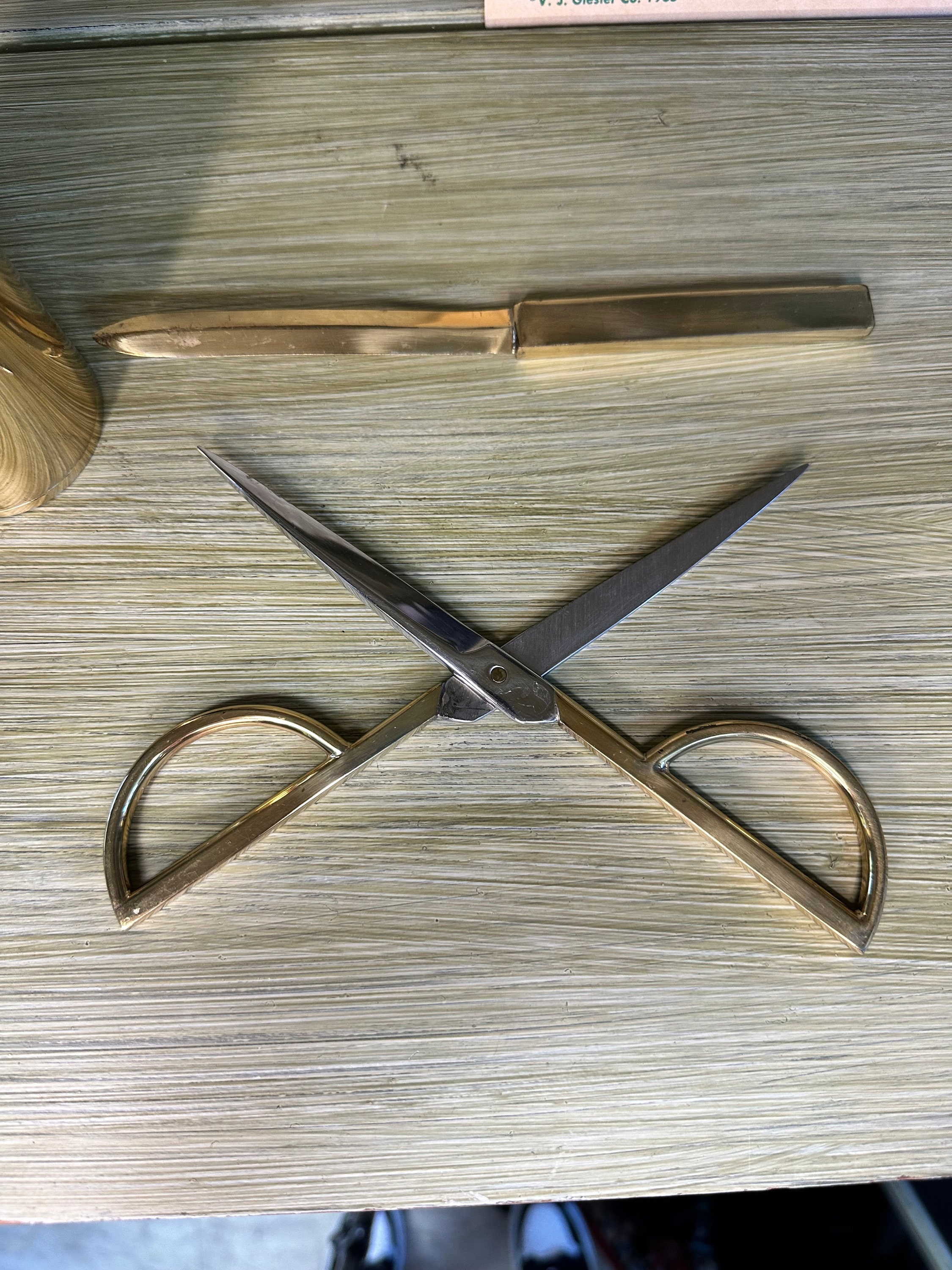 Vintage GRICO Solid Brass Desk Set, Scissor & Letter Opener, Made in