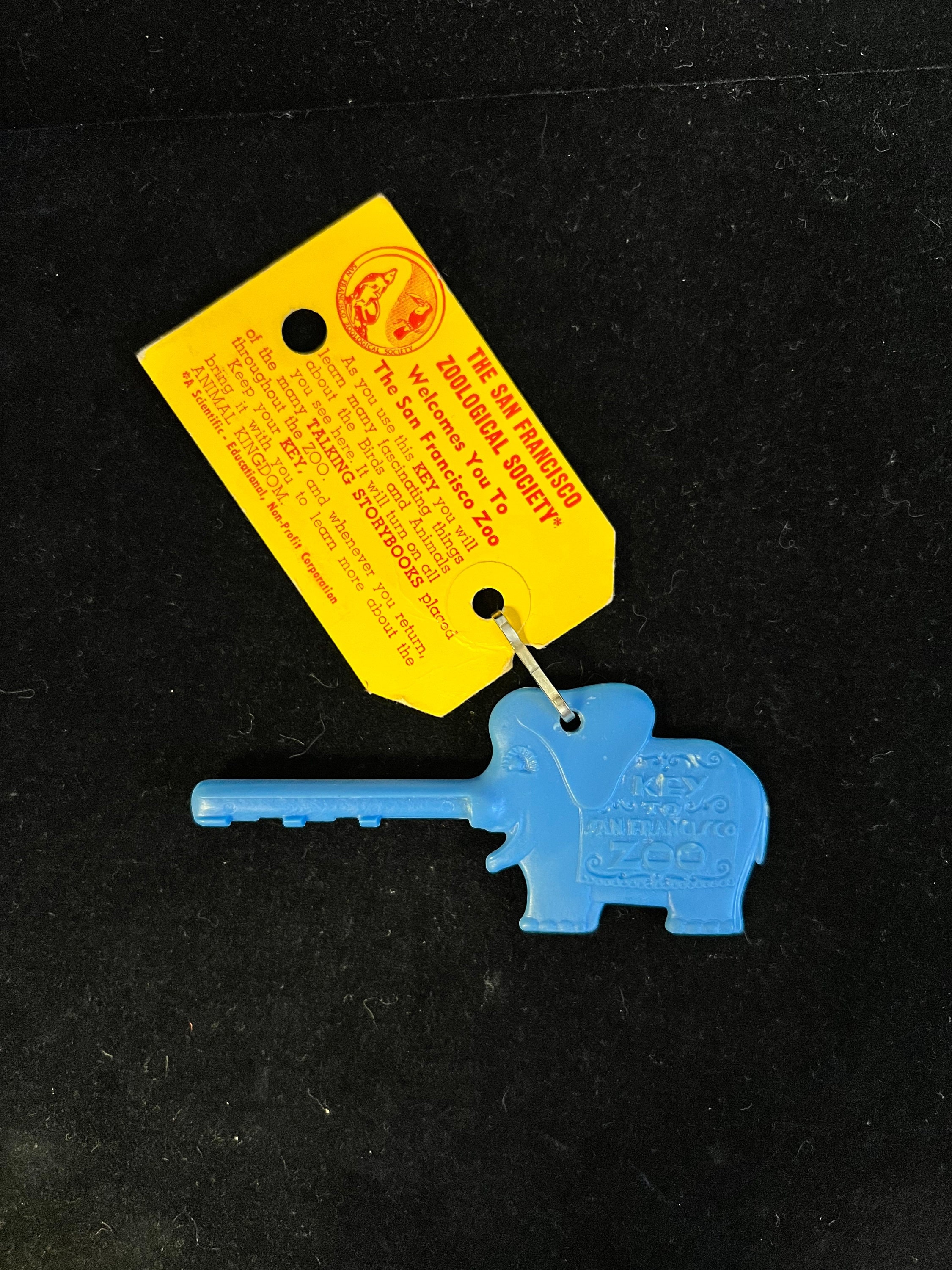 Vintage SanFrancisco Zoo “Trunkey” the Elephant Key, Talking Storybooks Key, 1960’s Zoological Society