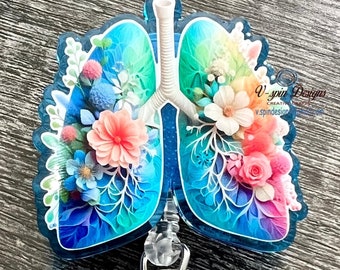 lungs badge reel/ID Holder card holder/nurse/respiratory/RT badge reels