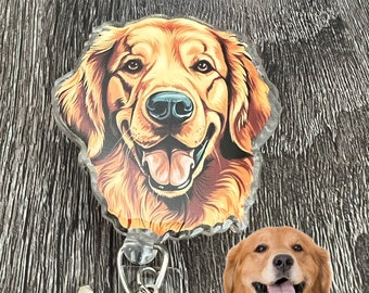 Golden Retriever dog badge reel/ID Holder/card holder/dog badge reels