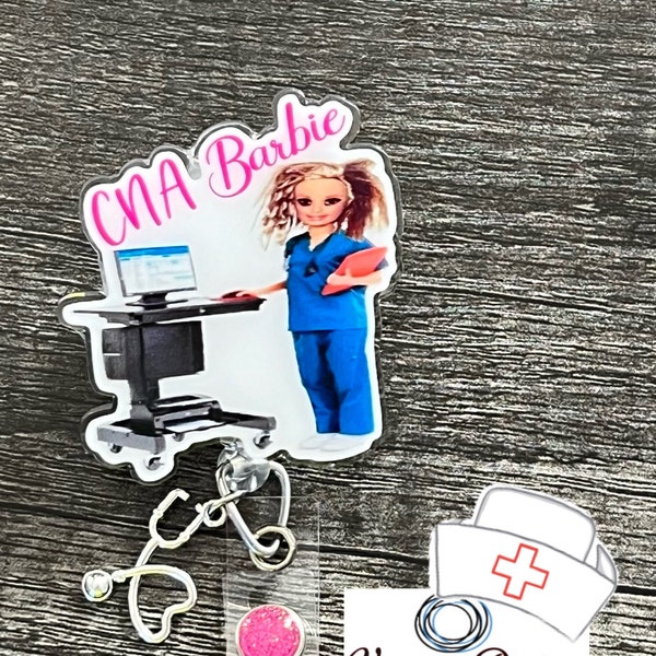 1.9”  Acrylic -Funny CNA Badge reel/ID Holder card holder/nurse/teachers/fun/silly