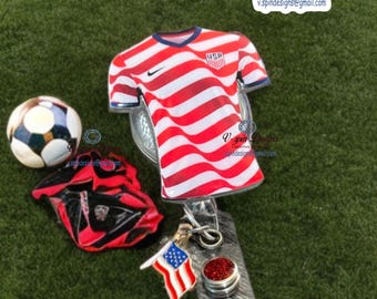 Sports America Soccer Badge reel/ID Holder/nurse badge reel
