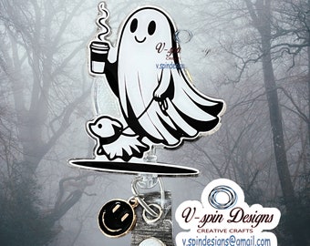 Bobine de badge pour chien fantôme/porte-carte d'identité/infirmière/fantôme/Halloween/bobines de badge à café