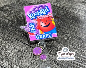 Funny classic Grape flavored Badge reel/ID Holder card holder/nurse/funny badge reels/silly badge reels