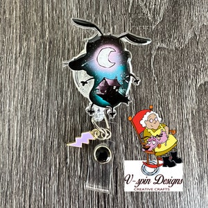 2” acrylic-Courage Dog badge reel/ID Holder/nurses/teachers/students/cartoon