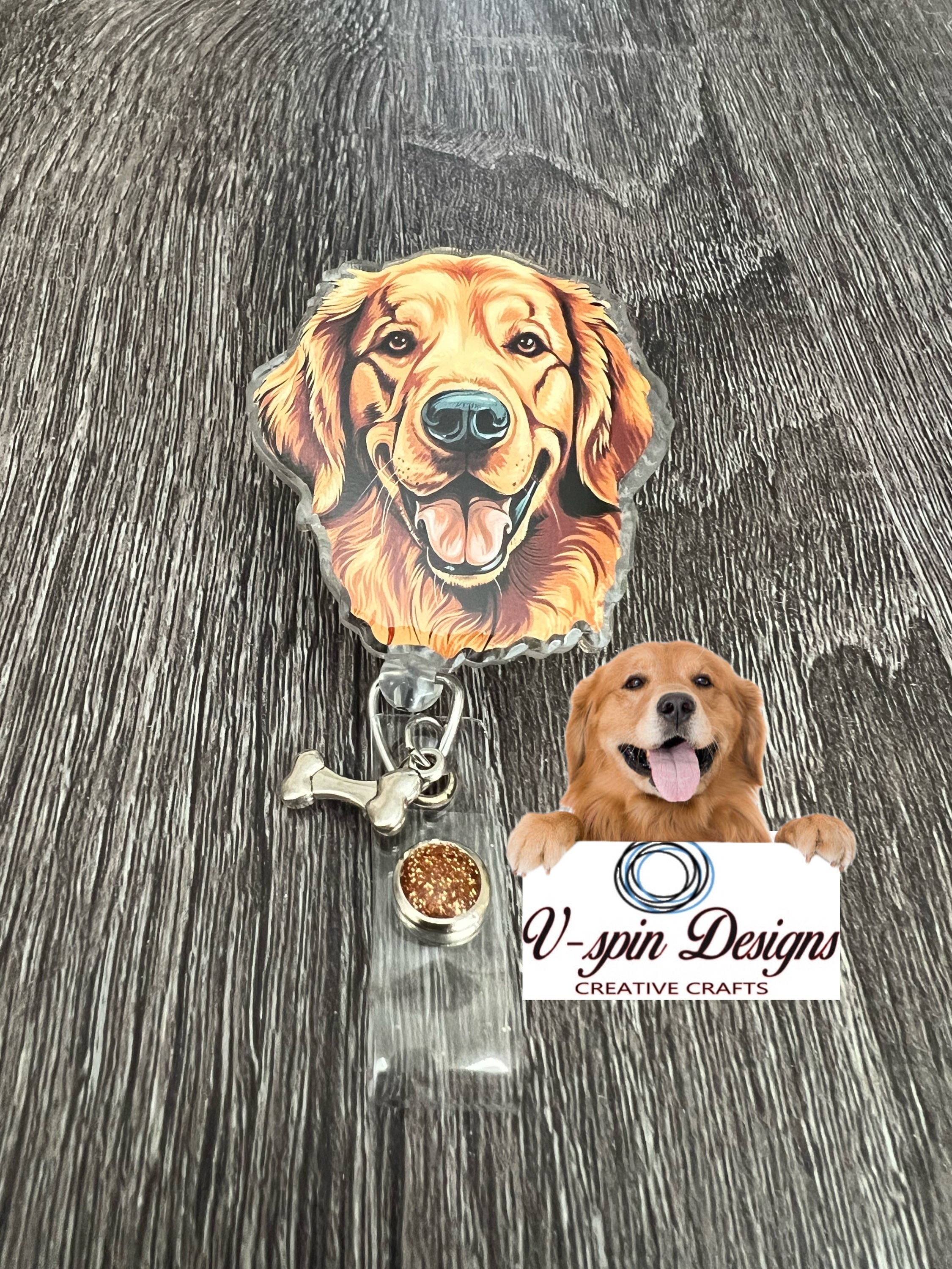 Golden Retriever dog badge reel/ID Holder/card holder/dog badge reels