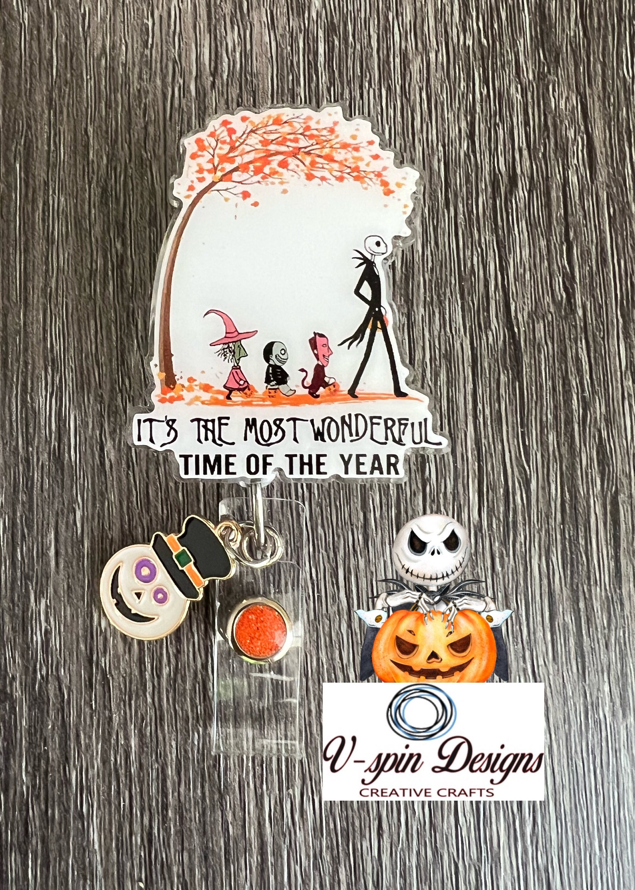 1.9” Acrylic- “It’s the most wonderful time of year” badge reel/ID Holder card holder/nurse/Fall/Halloween