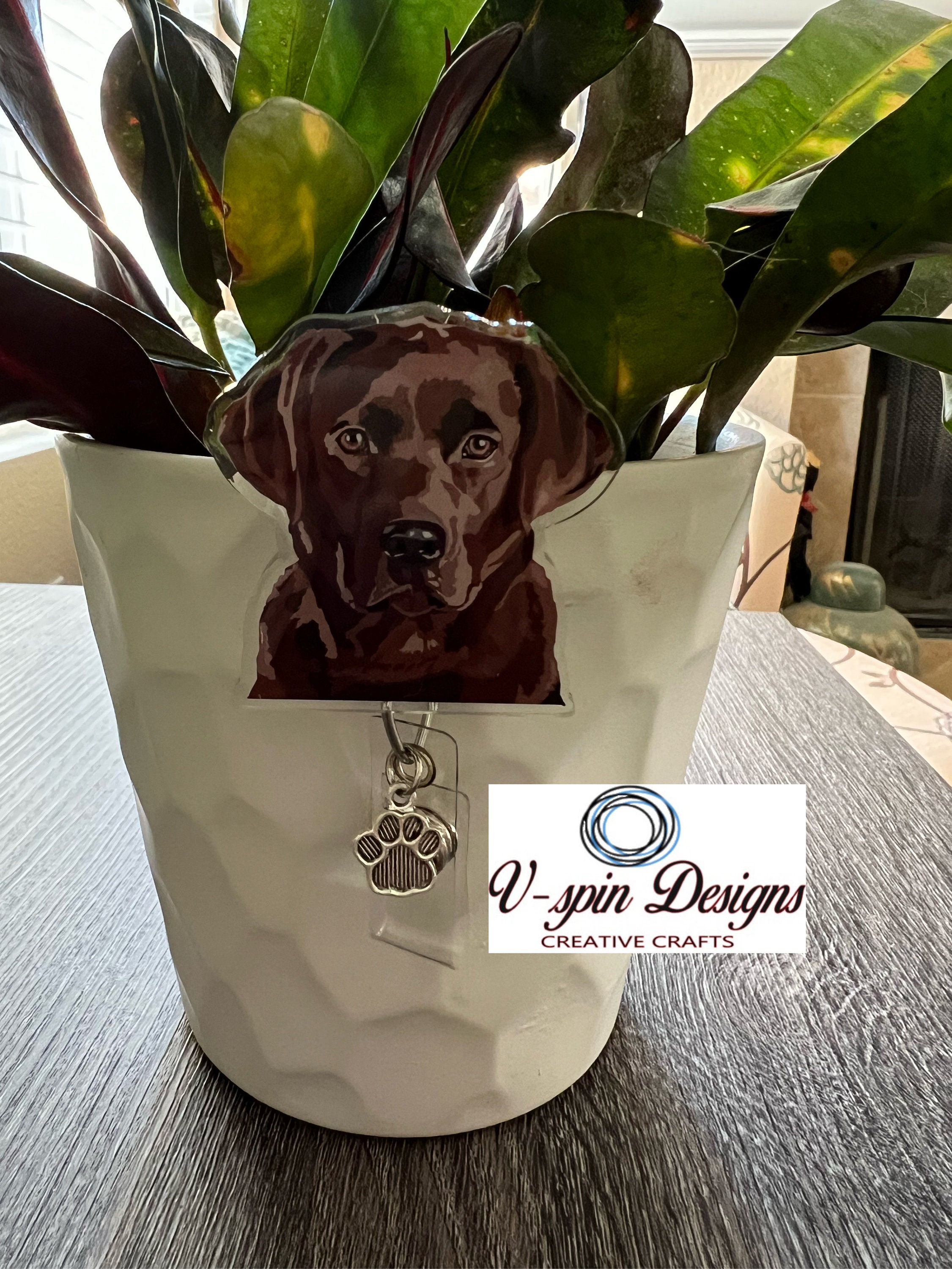 2 Acrylic chocolate Labrador Dog Badge Reel/id Holder Card Holder
