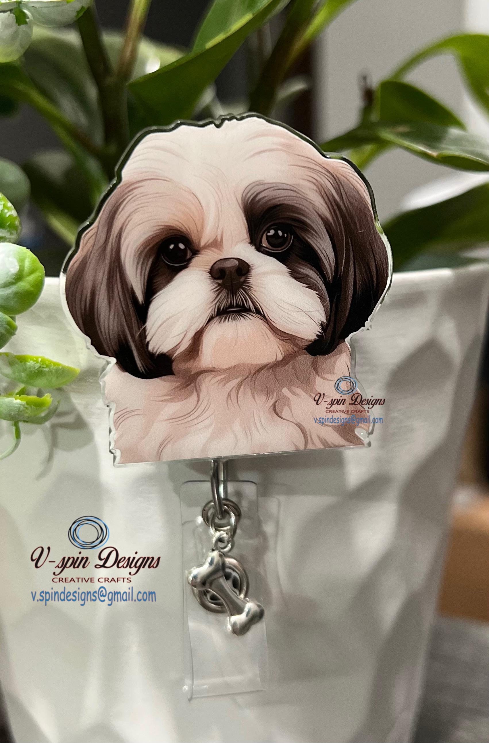 Shih Tzu Portrait Oval Metal Keychain - Animal World Pet Lover Gift