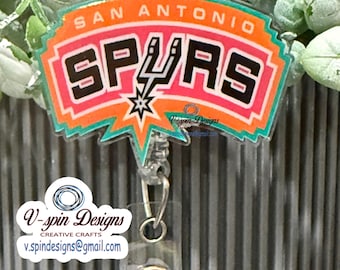 Custom Basketball  Badge Reel: ID Holder with Charm, Sports badge reels, nurse badge reels
