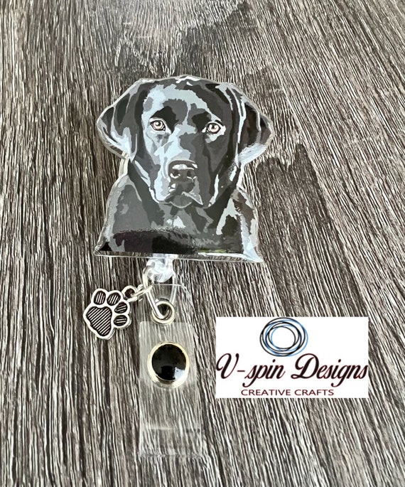 1.9 Acrylic black Labrador Dog Badge Reel/id Holder Card Holder /nurse/teachers/dogs -  Canada
