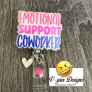 Emotional Support Coworker Badge Reel Retractable ID Holder Work